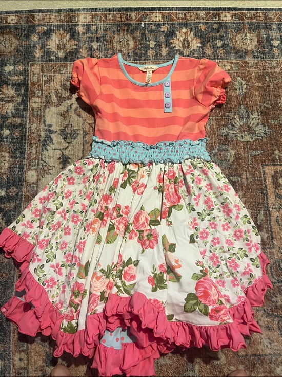Matilda Jane Other - Matilda Jane Coral & Aqua Floral Ruffle Dress